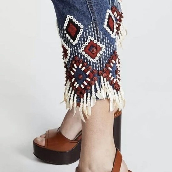 NWT Tory Burch Mia Beaded Jeans Size 28 - Picture 4 of 5